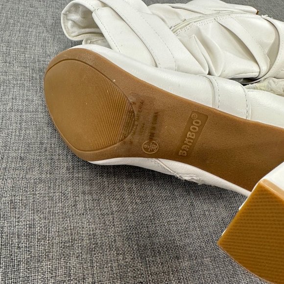 Bamboo Daystar Boots Mid Calf 9 Off White Zipper Brand New Scrunched 3” Heels - Picture 13 of 16